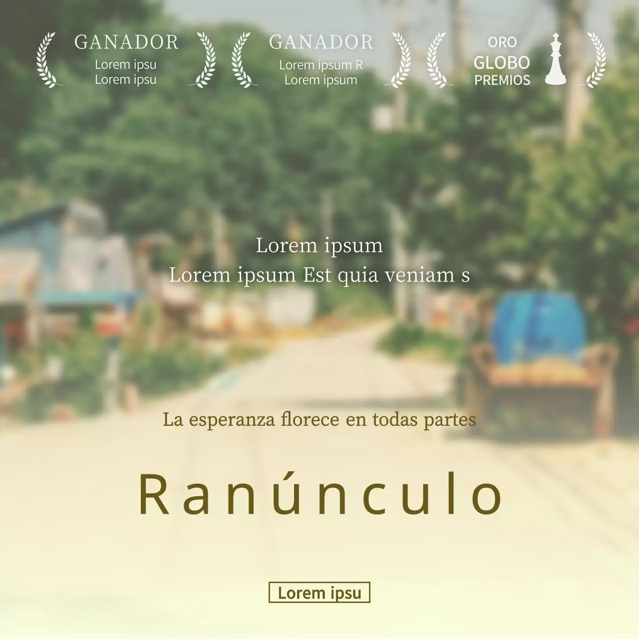 Presentación del concepto de parodia cinematográfica verde y marrón botón de oro