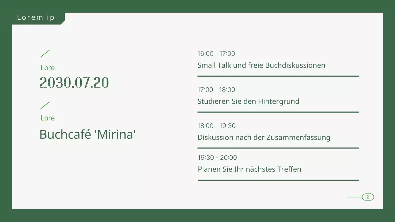 Grün gefärbte Philosophie-Buchclub-Präsentation