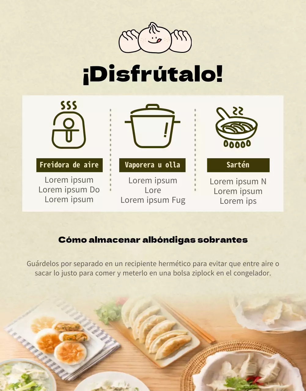 Página detallada del centro comercial con albóndigas veganas verde oliva