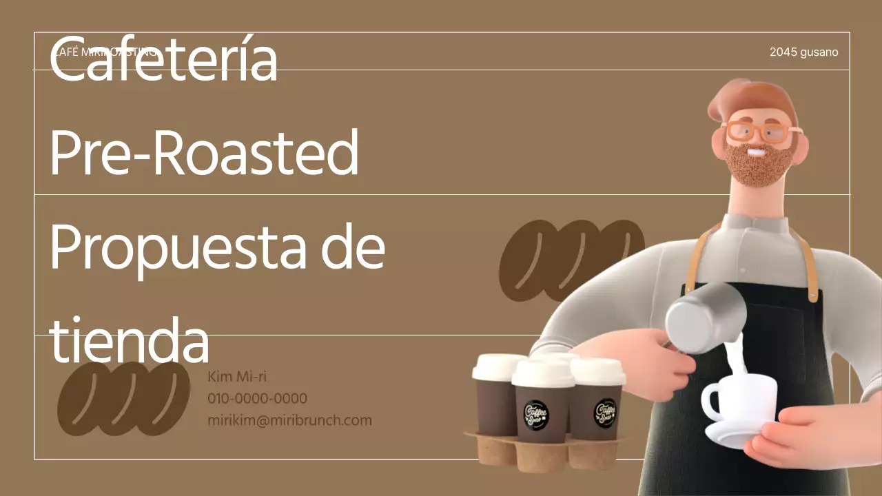 Marrón Ilustración 3D Retro Concept Cafe Propuesta para un Café