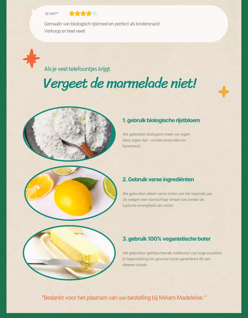 Verkoop kant-en-klare madeleines met een groene achtergrond