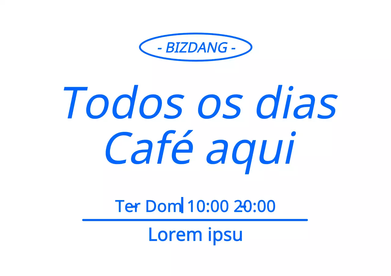 Promover um café com um menu de bebidas limpo e azul