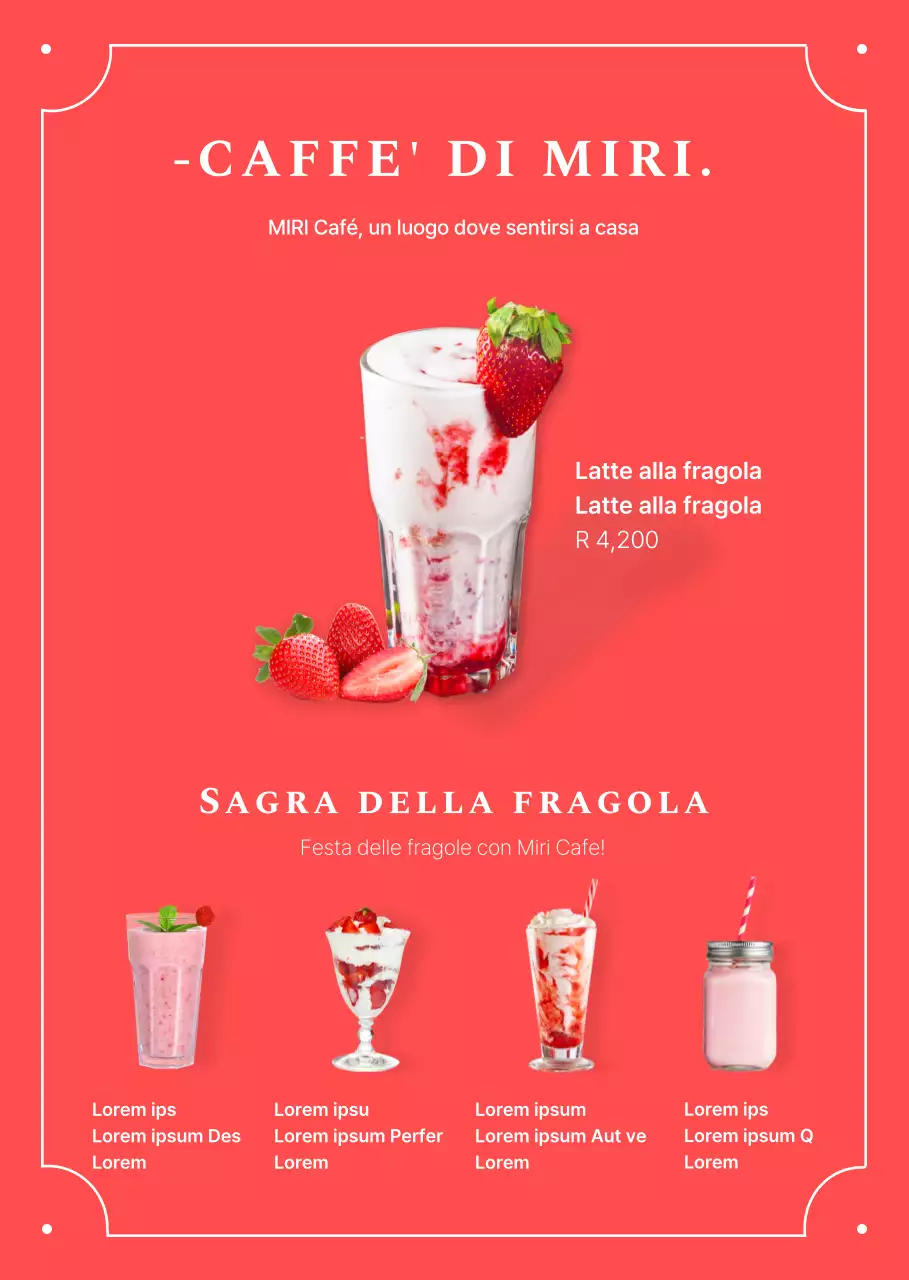 Menu del caffè in rosso