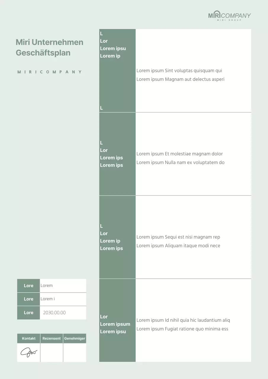 Ein beruhigender grüner Produktbrief
