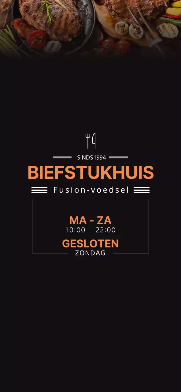 Zwart en oranje, eenvoudige stijl steakhouse menu prijzen