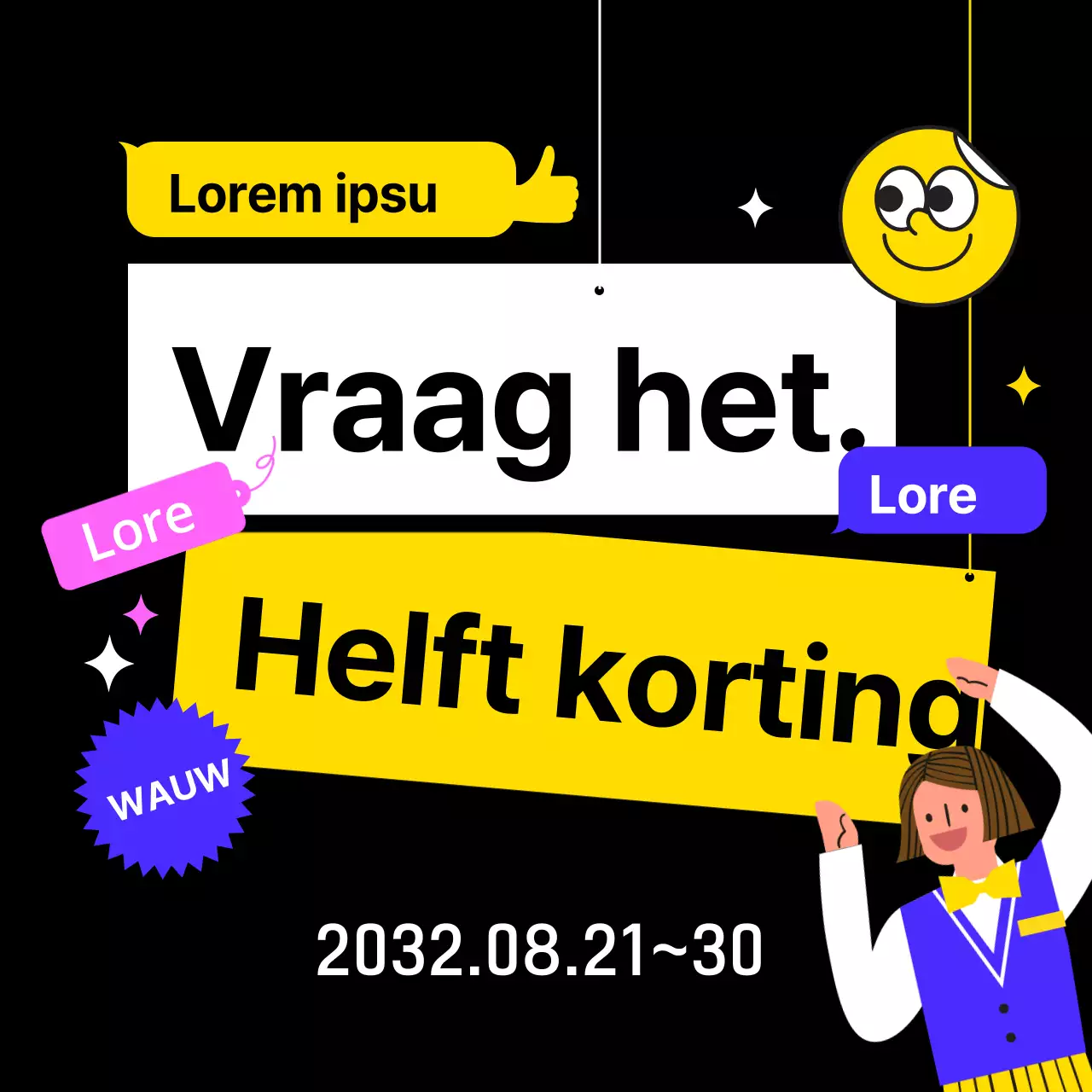 Zwarte achtergrond tekst markeert verkoopgebeurtenis