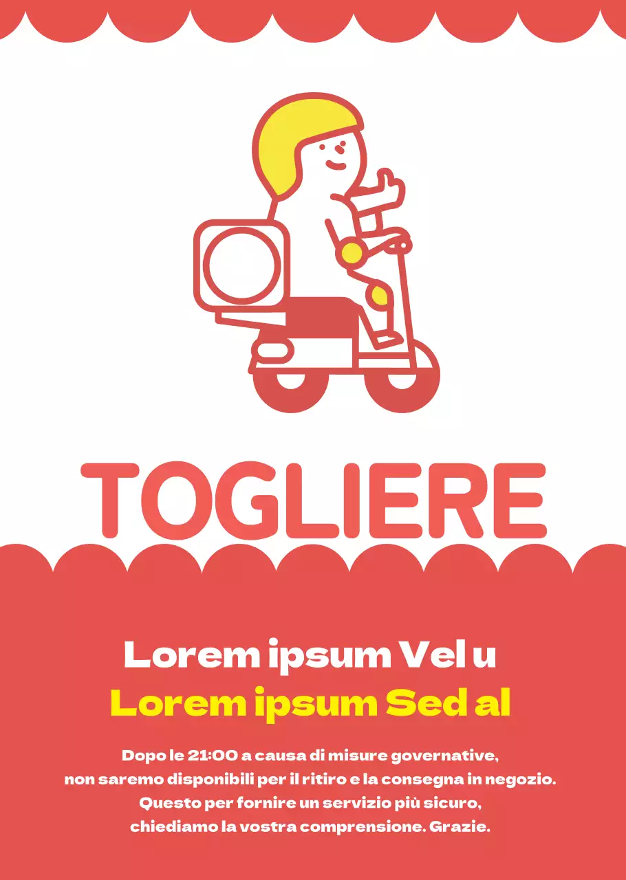 Poster trasparente rosso illustrato da consegnare, confezionabile