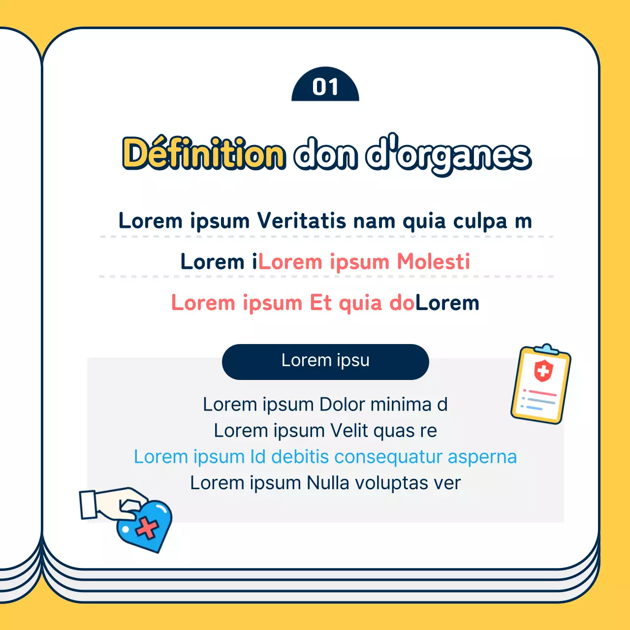 Carte de la journée du don d'organes jaune et bleu news design