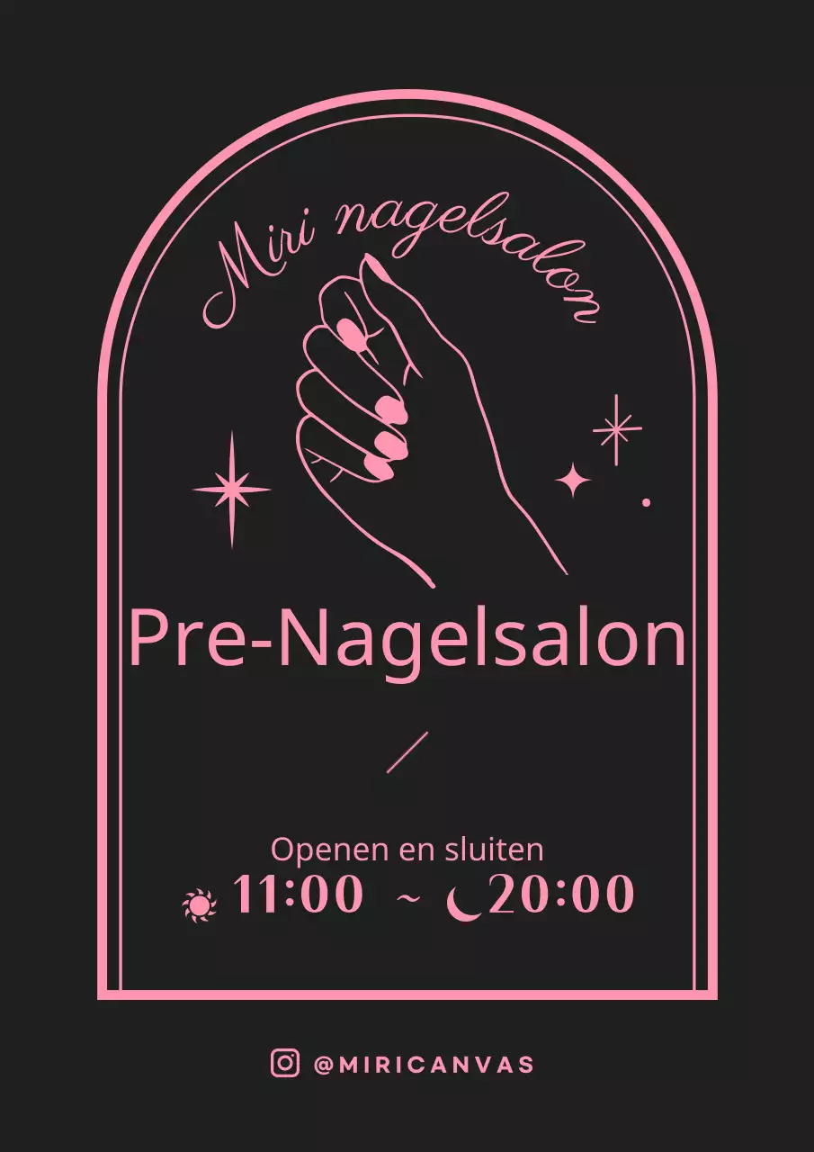 Zwart en roze sentimentele frame stijl voor salon informatie