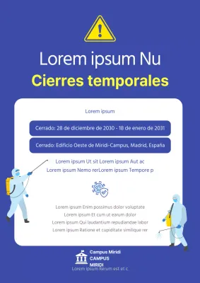 Letrero sencillo de desinfección para el control de plagas sobre fondo azul