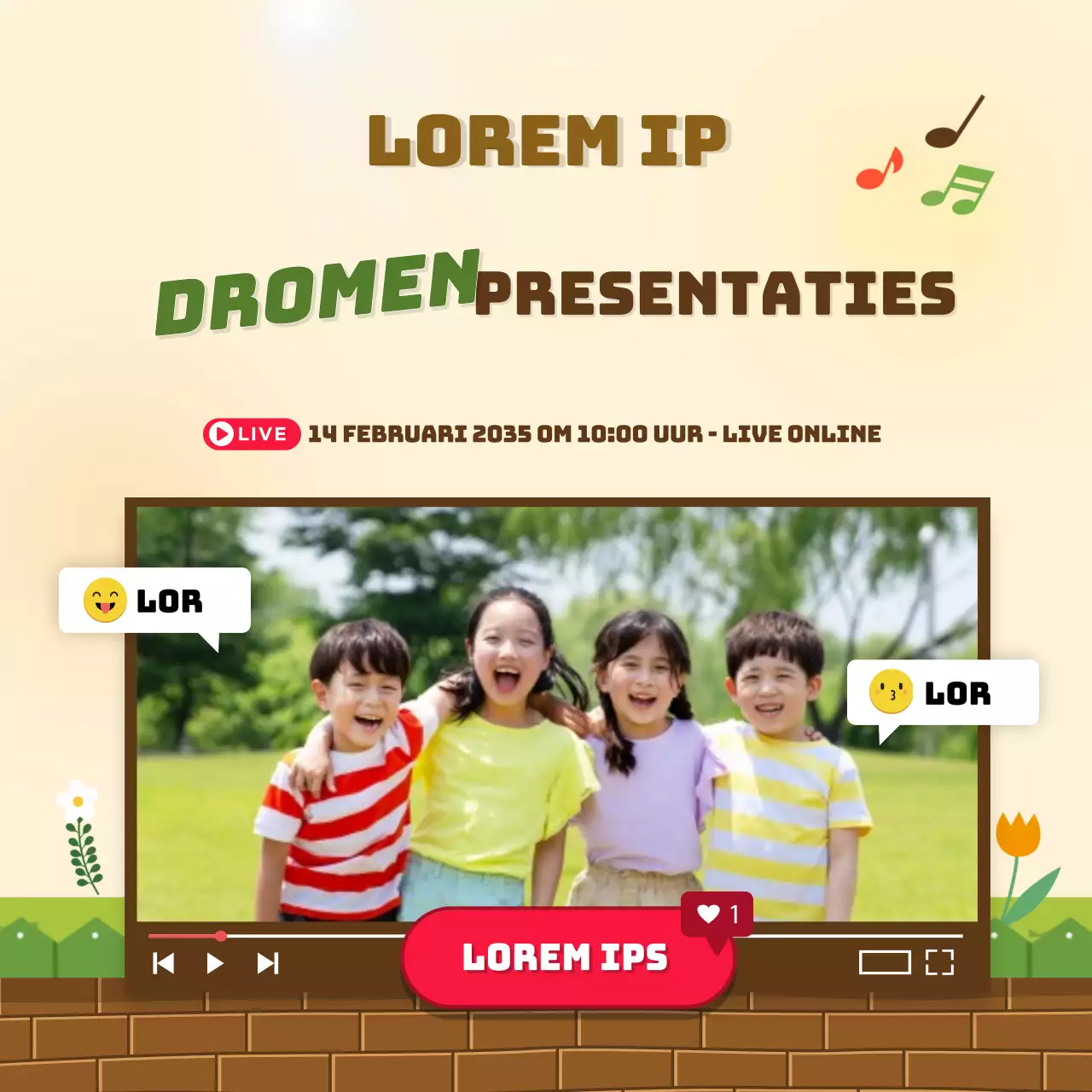 Geel en groen live online presentatie thema