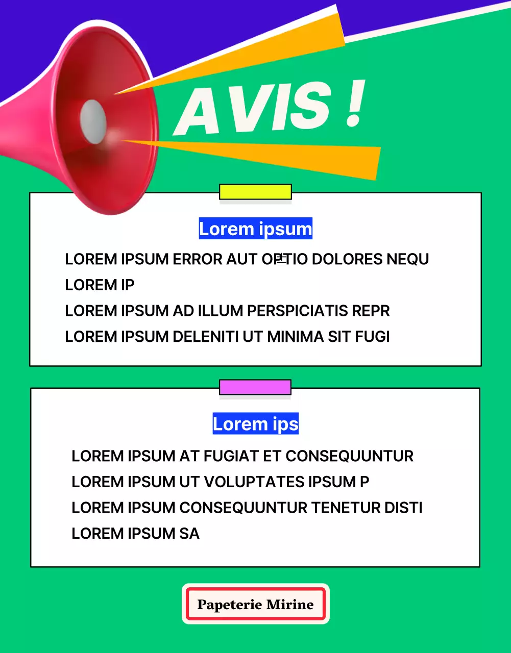 Page de détails de l'autocollant bleu