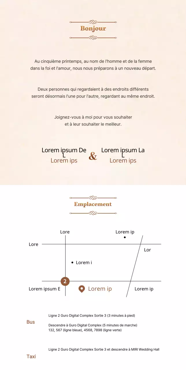 Invitations de mariage simples en blanc et marron