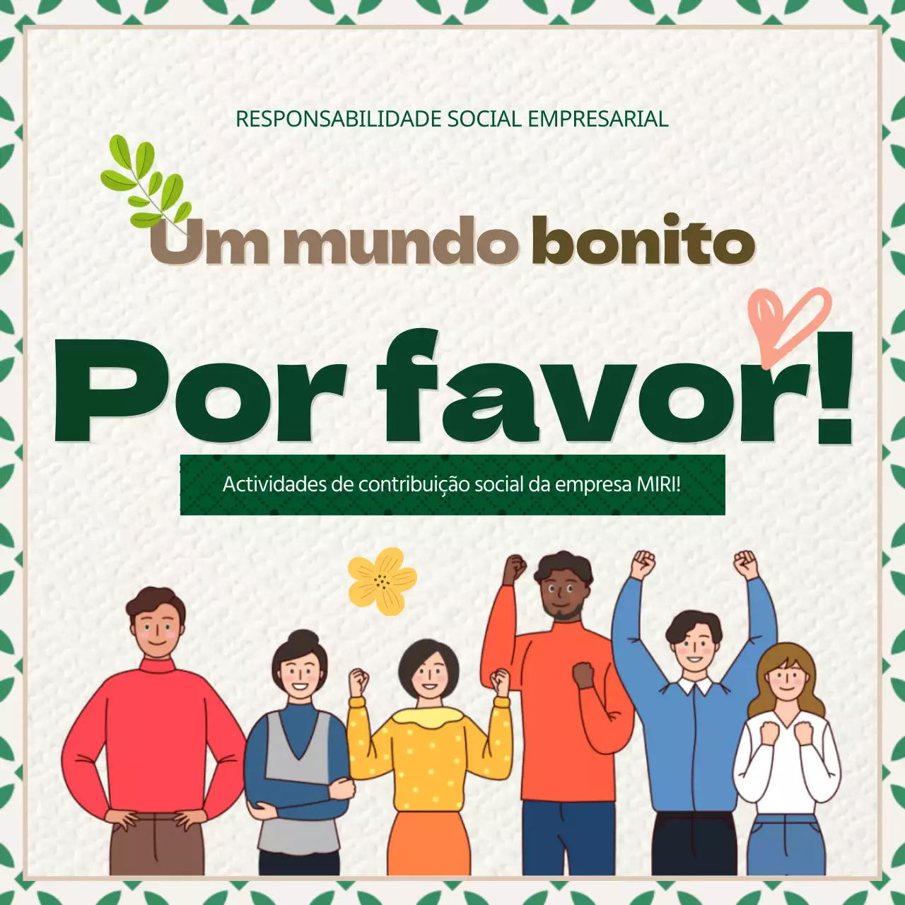 Promover a responsabilidade social das empresas com texturas verdes e castanhas