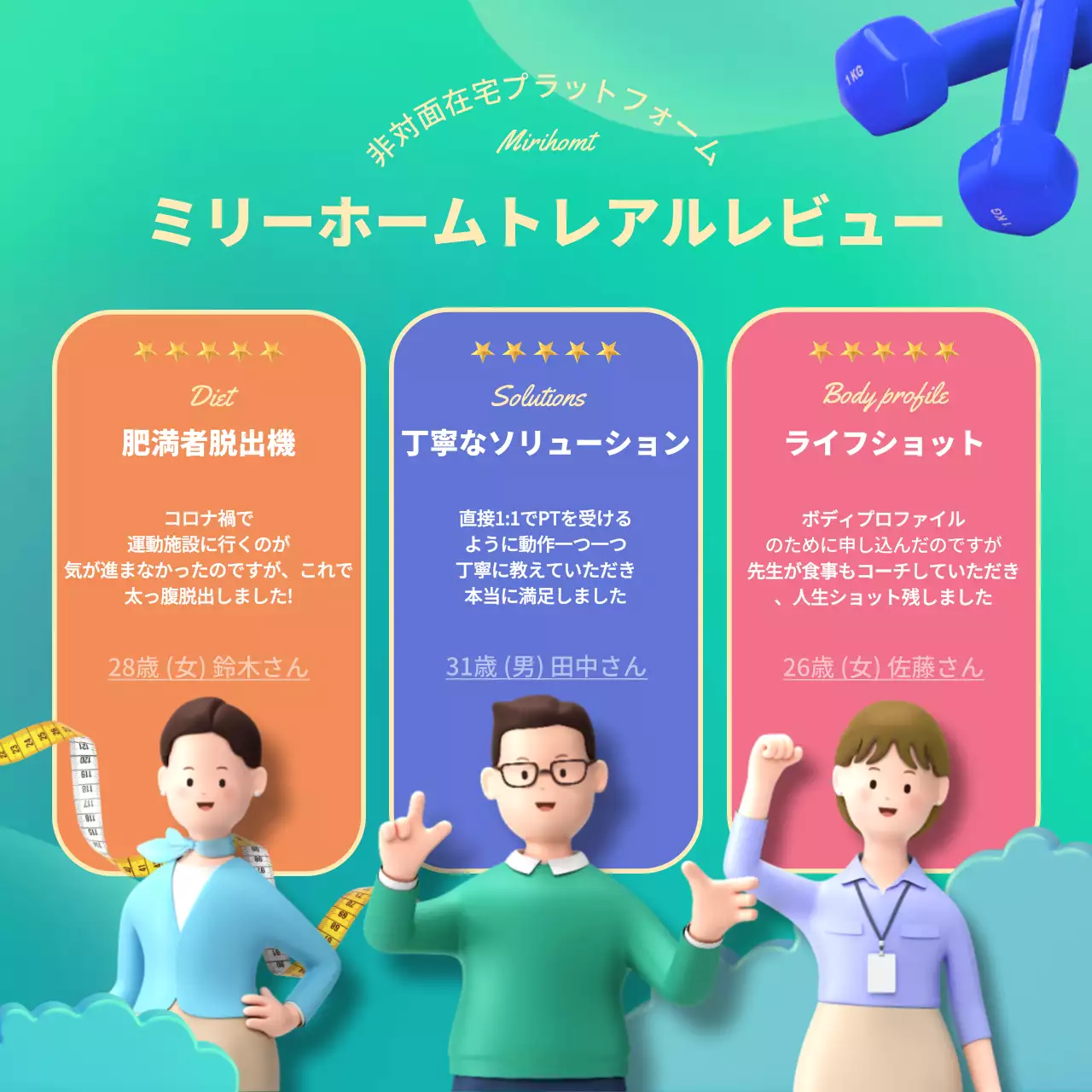 青 シンプル フィットネス 広告 Instagram カルーセル