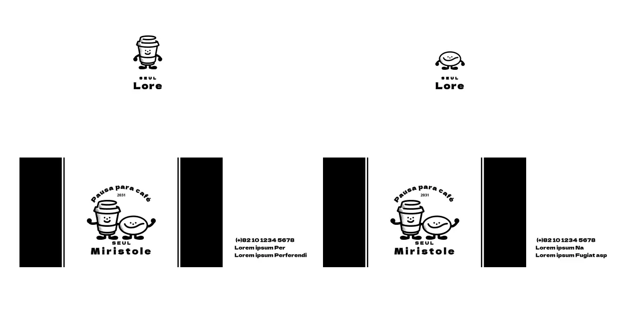 Logotipo simples e giro de ilustração de café e feijão para informação e promoção de cafés