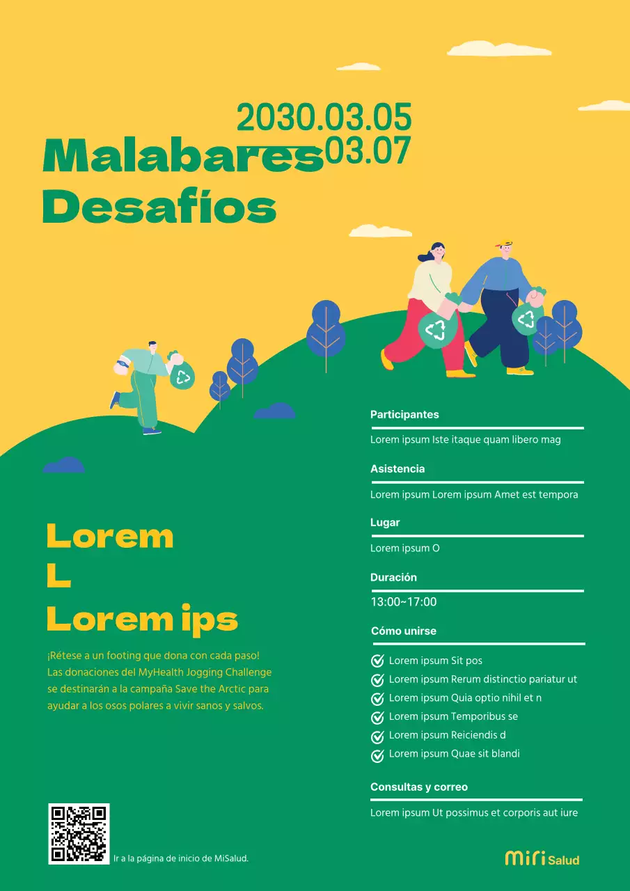 Cartel del desafío en amarillo-verde