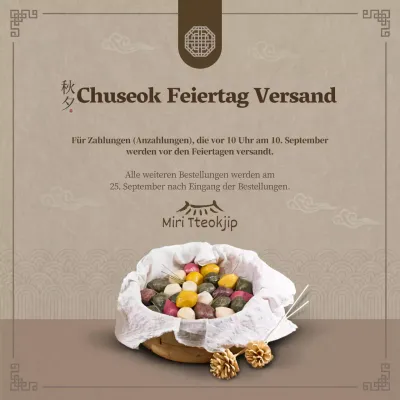 Chuseok-Feiertagslieferungen in Braun und traditionellen Mustern
