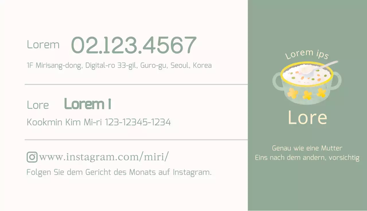 Visitenkarten für Babynahrung