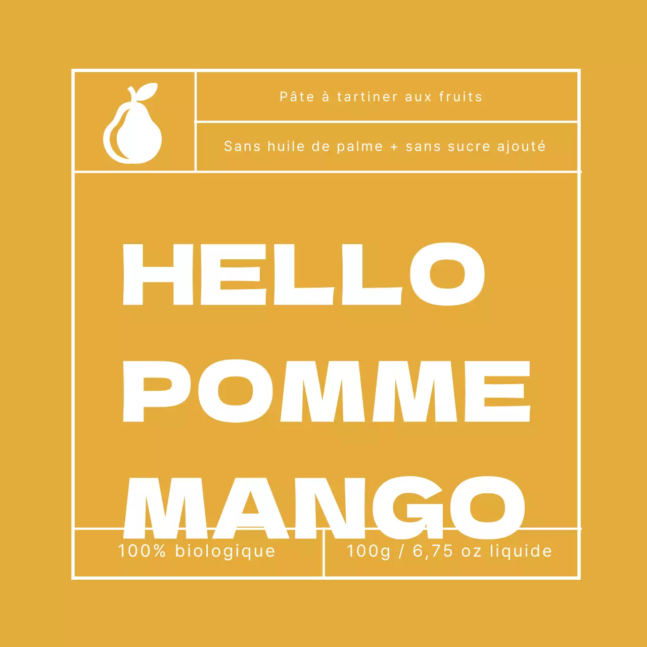 Étiquette de confiture de pommes et de mangues