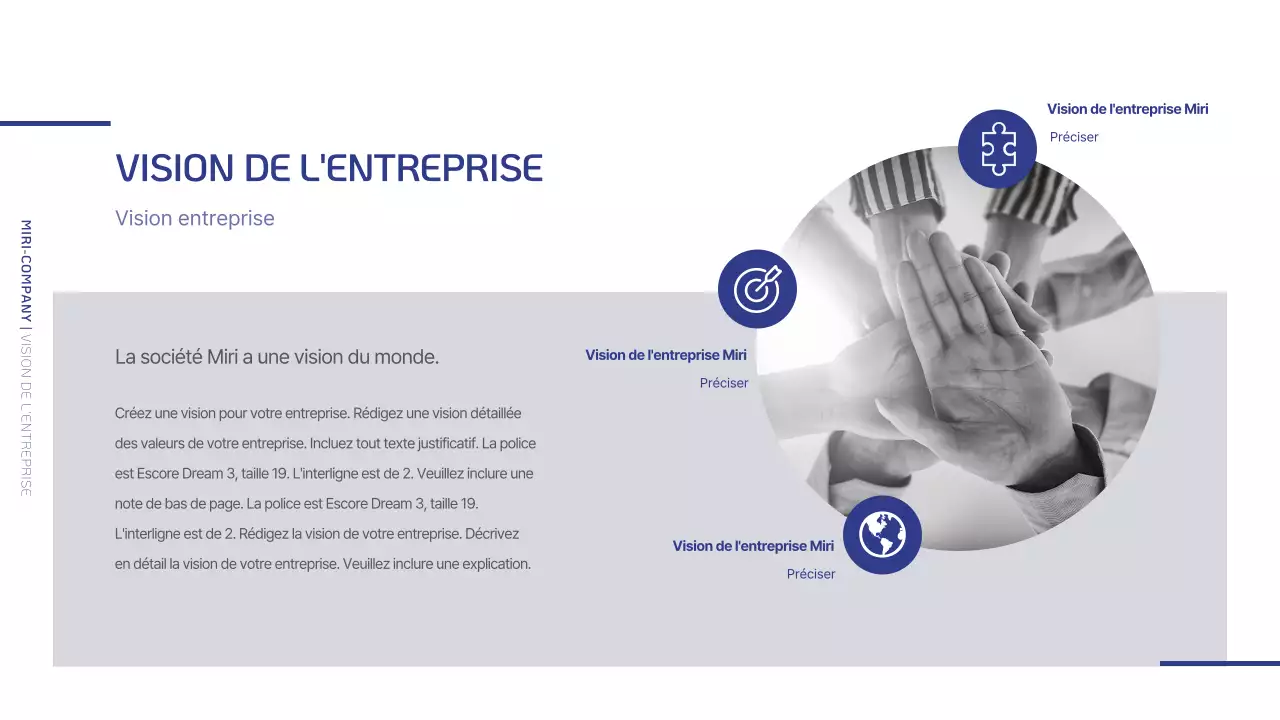 Un profil d'entreprise simple en bleu marine et gris