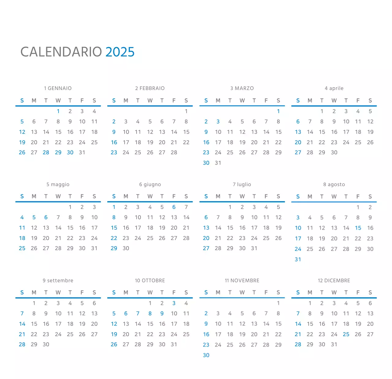 Calendario aziendale bianco e pulito