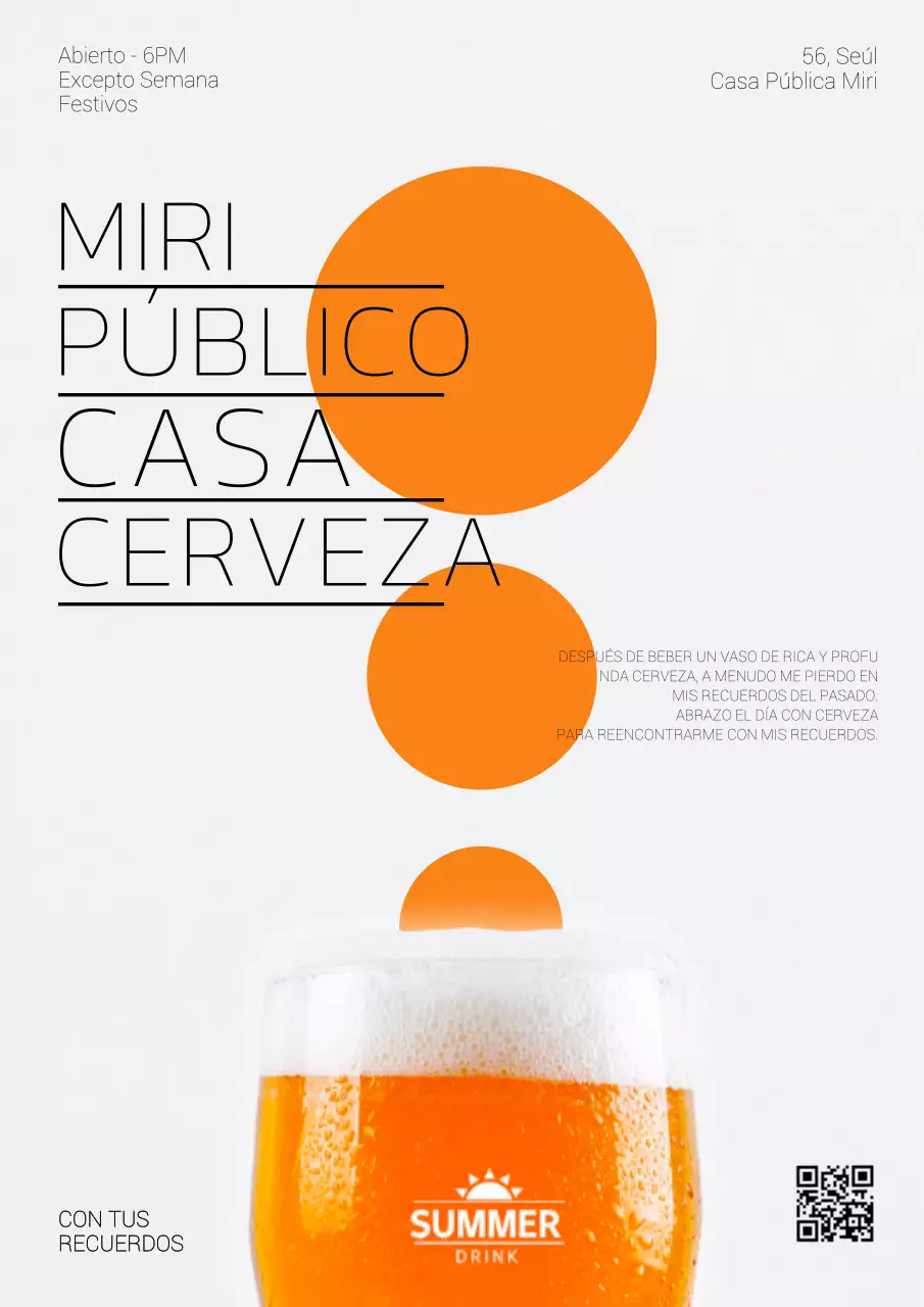 Promociona el licor de barril frío en naranja y blanco