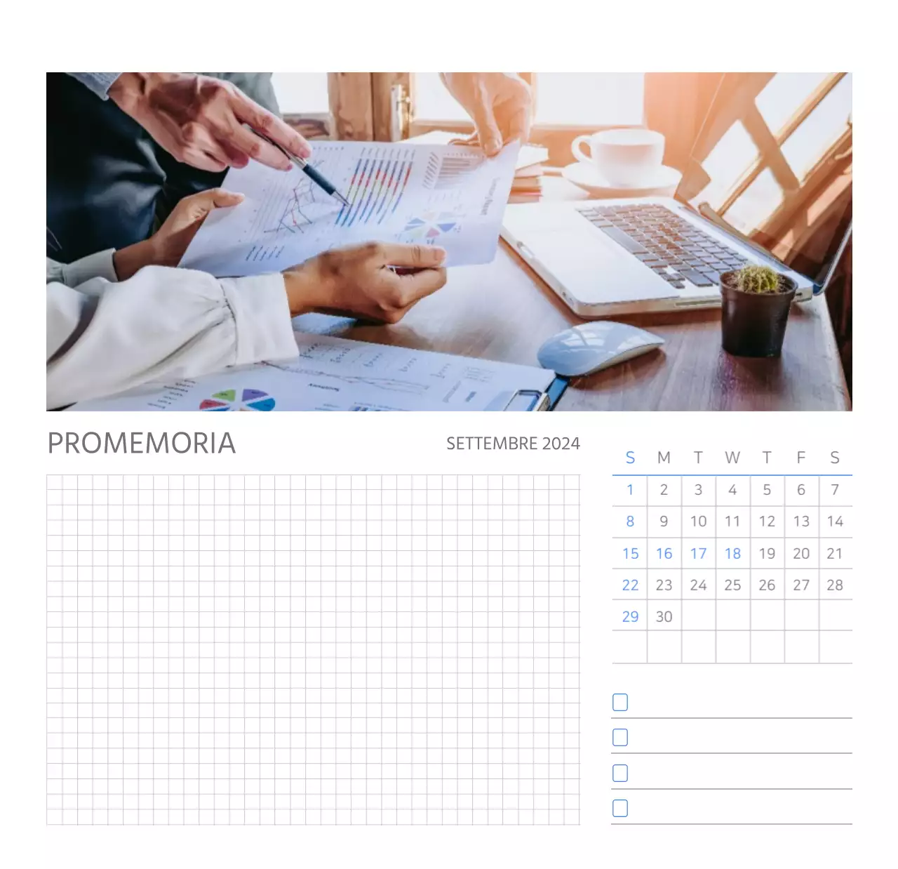 Calendario aziendale bianco e pulito