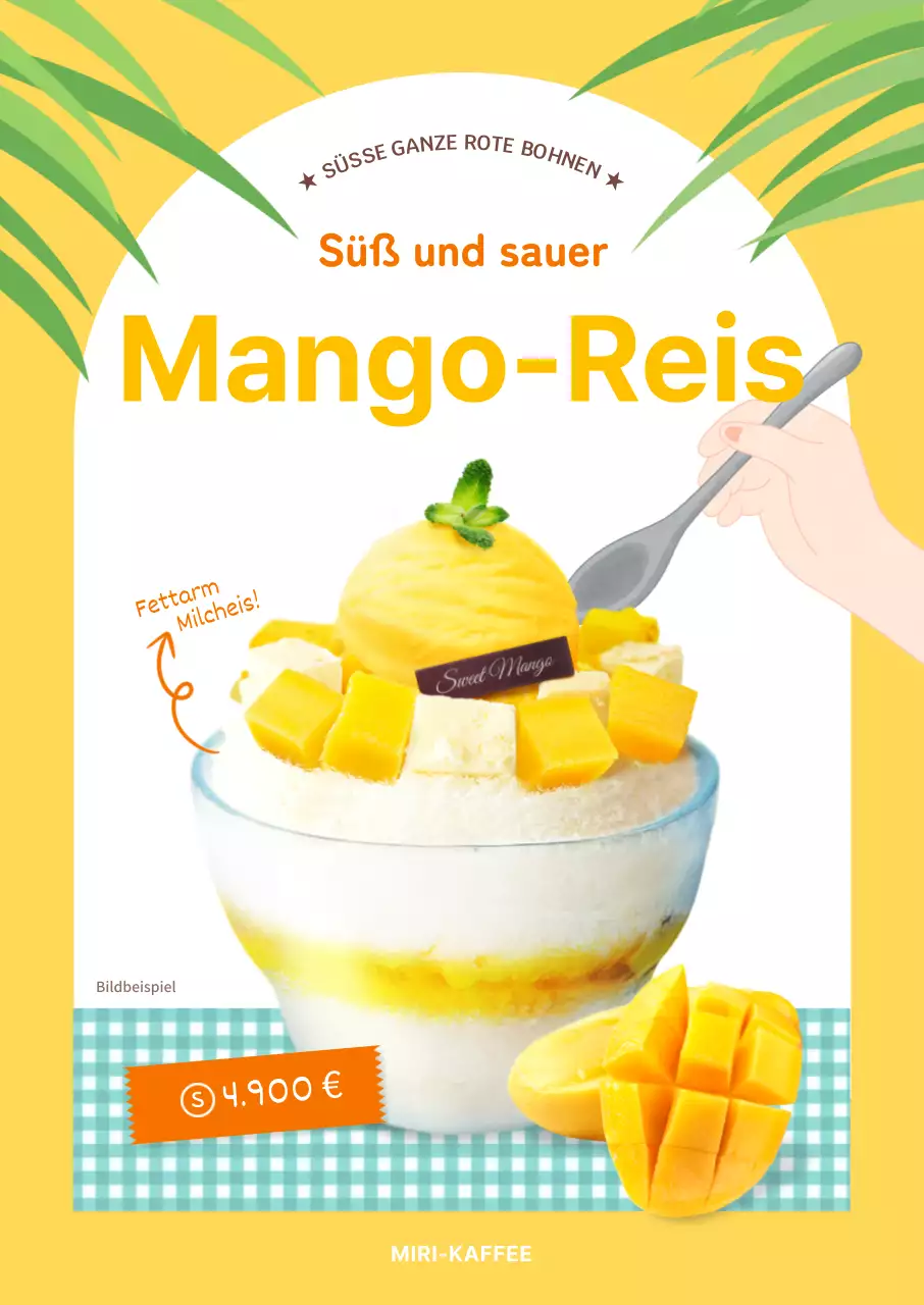Mango-Rasiereis auf gelbem Hintergrund