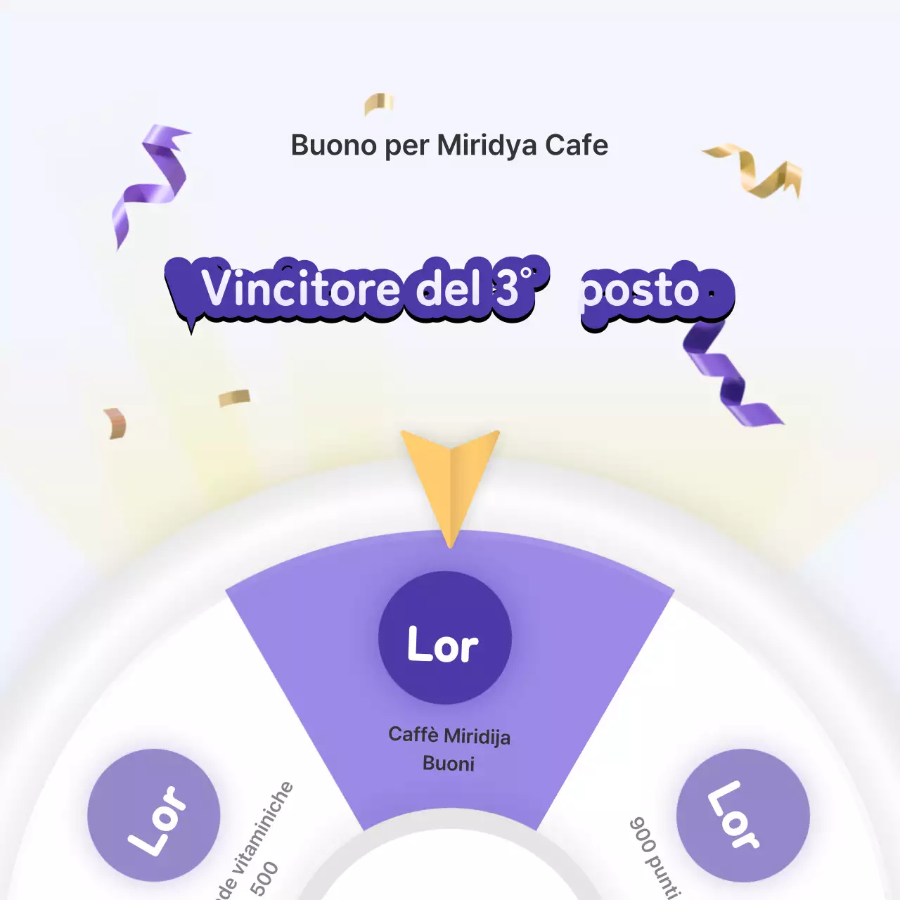 Evento tridimensionale di roulette delle presenze in viola e giallo