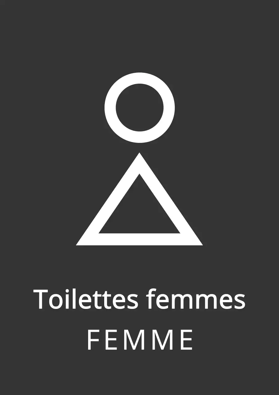 Pictogramme des toilettes en gris foncé et blanc