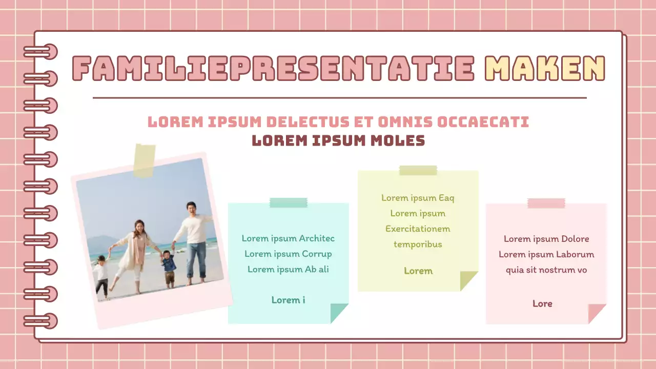 Minimalistische huiswerkpresentatie voor basisschoolvakantie in roze en geel