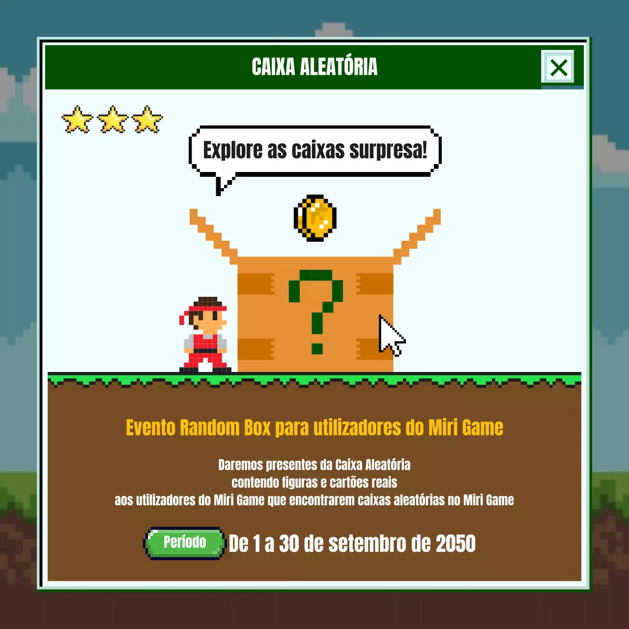 Retro Windows Concept Game Evento de caixa aleatória
