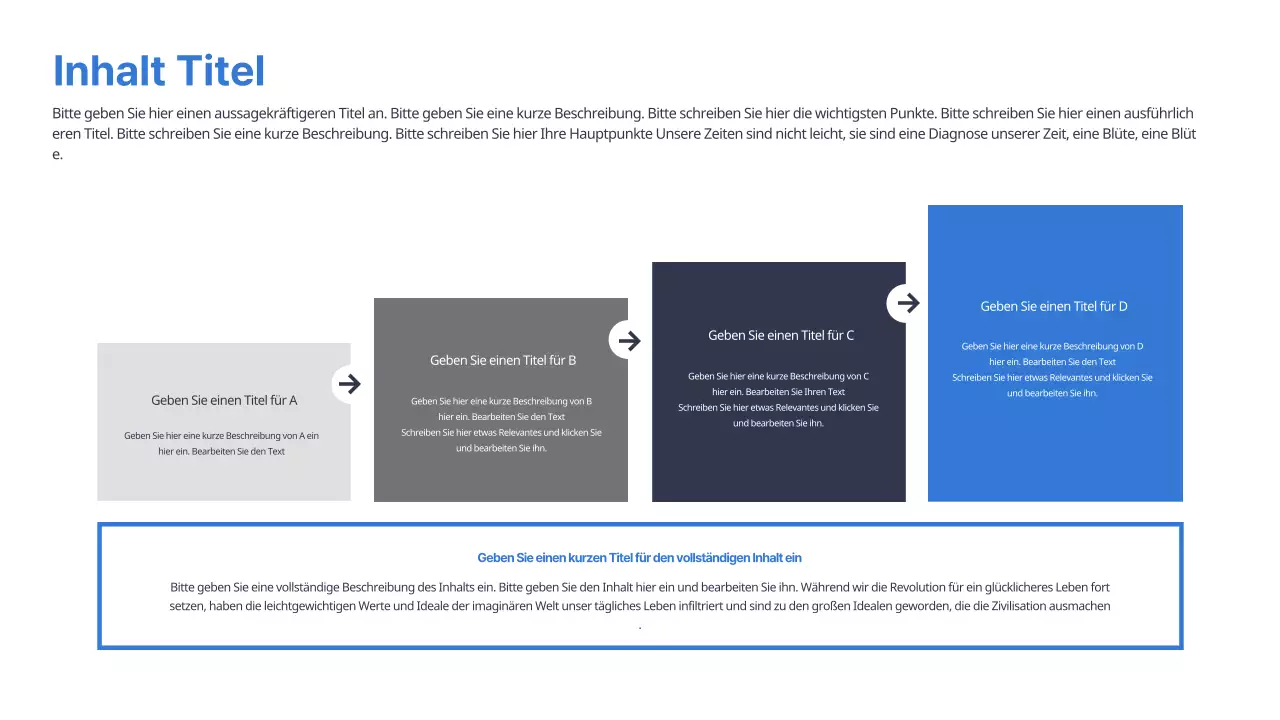 Eine klare Zeitleiste in Blau und Grau