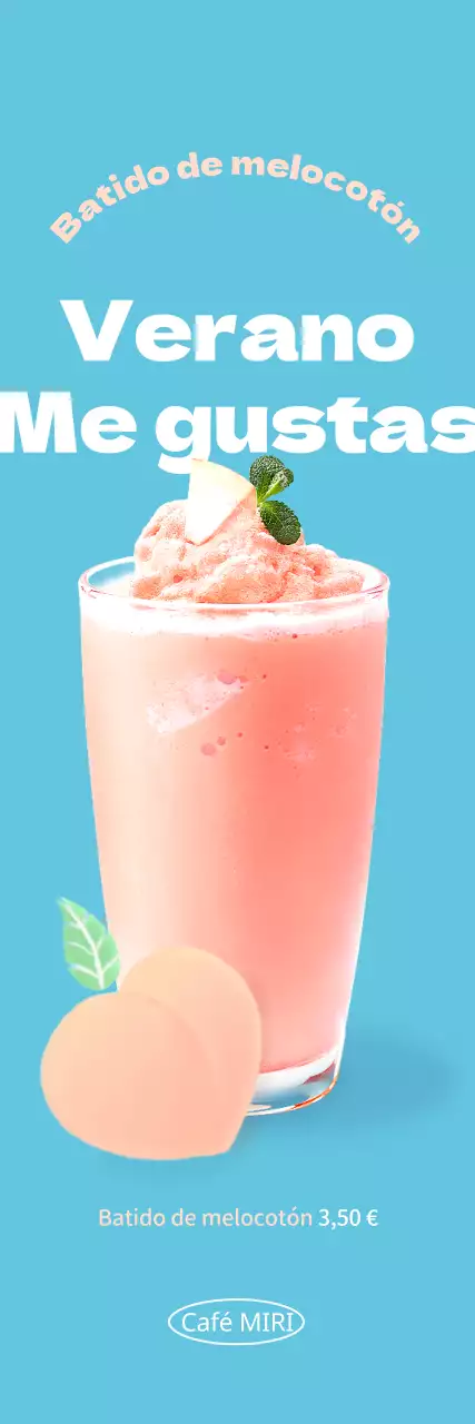 Presentación de un menú de cafetería limpio y veraniego con fondo azul claro