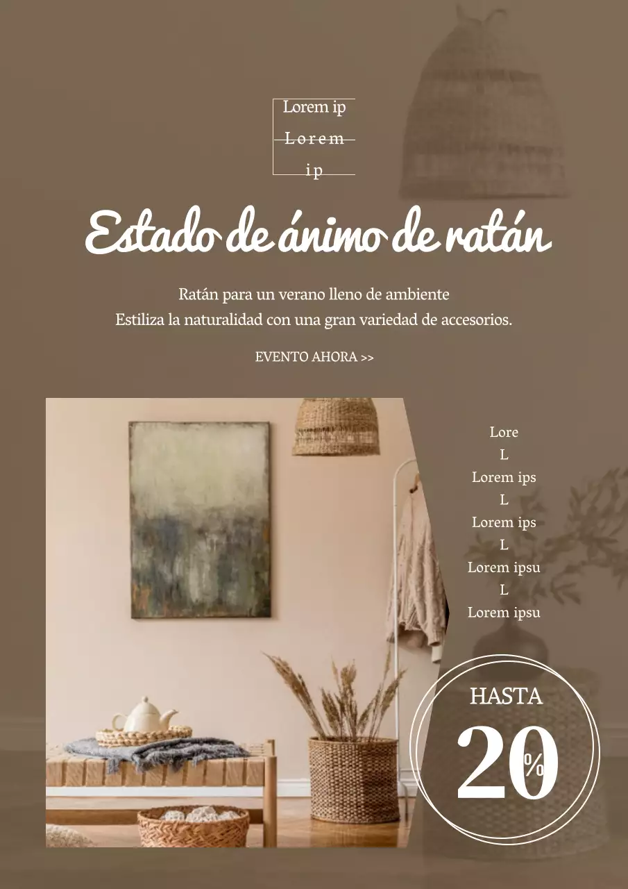 Fotografía en tonos marrones Atrezzo de ratán para un evento chill-out