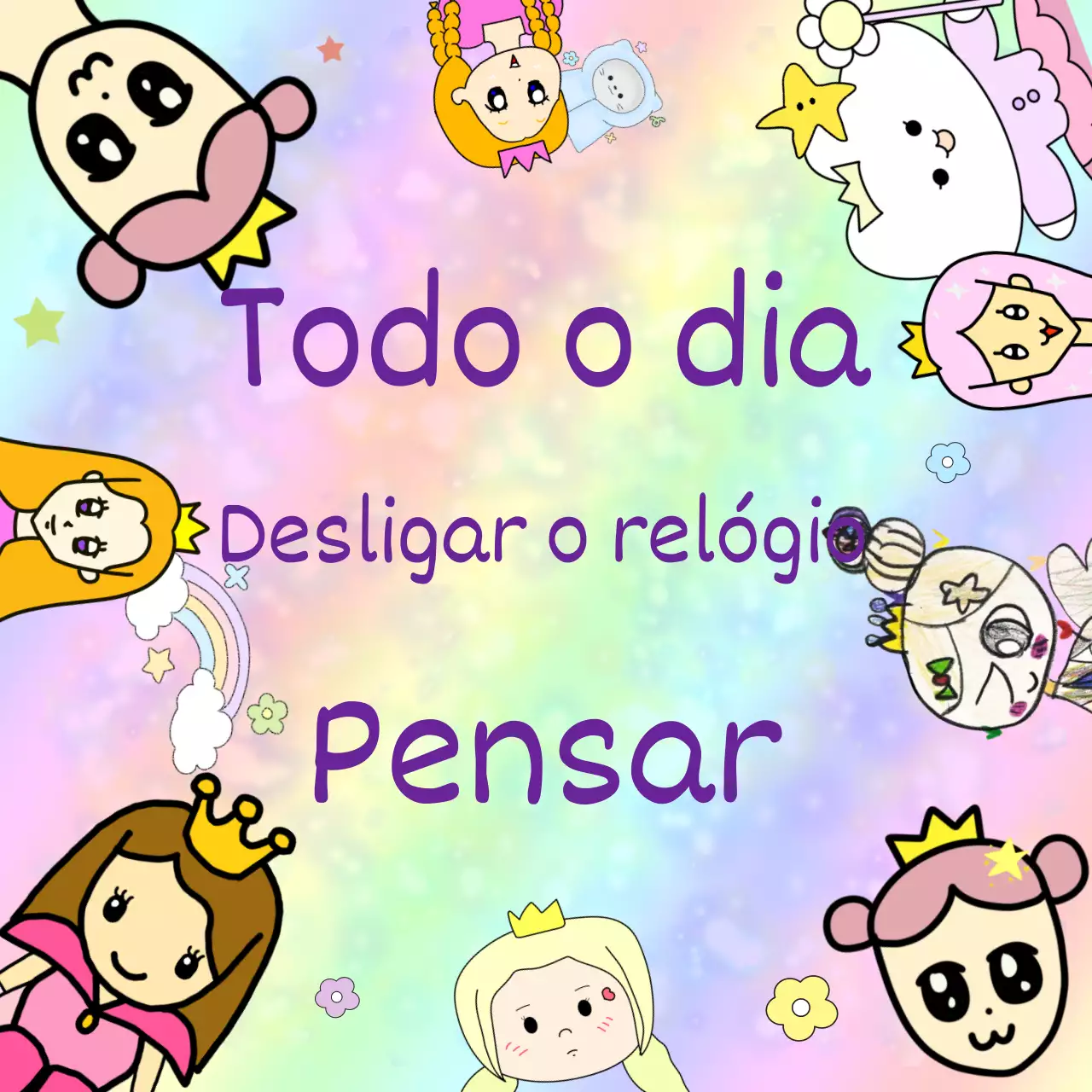 As cores pastel e as personagens são uma combinação engraçada de pensamento de classe B
