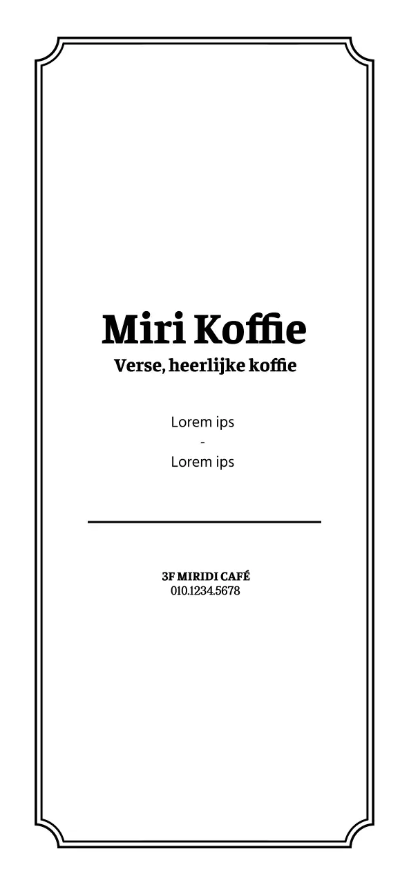 Eenvoudige, strakke stijl café menuprijzen in wit en zwart