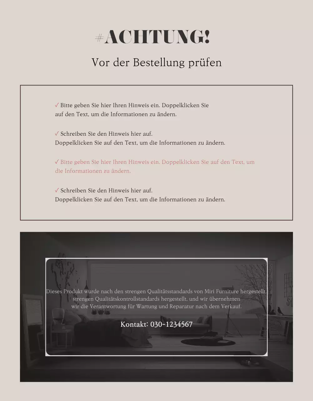 Moderne Möbel in warmen Brauntönen Event-Details