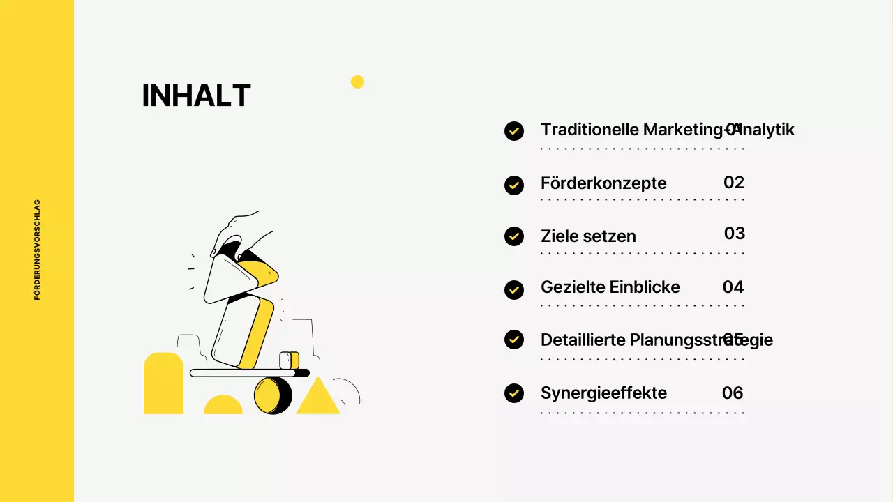 Marketing-Promotion-Plan für einen Turnschuh mit einem lebendigen Farbillustrationskonzept in Gelb- und Schwarztönen.