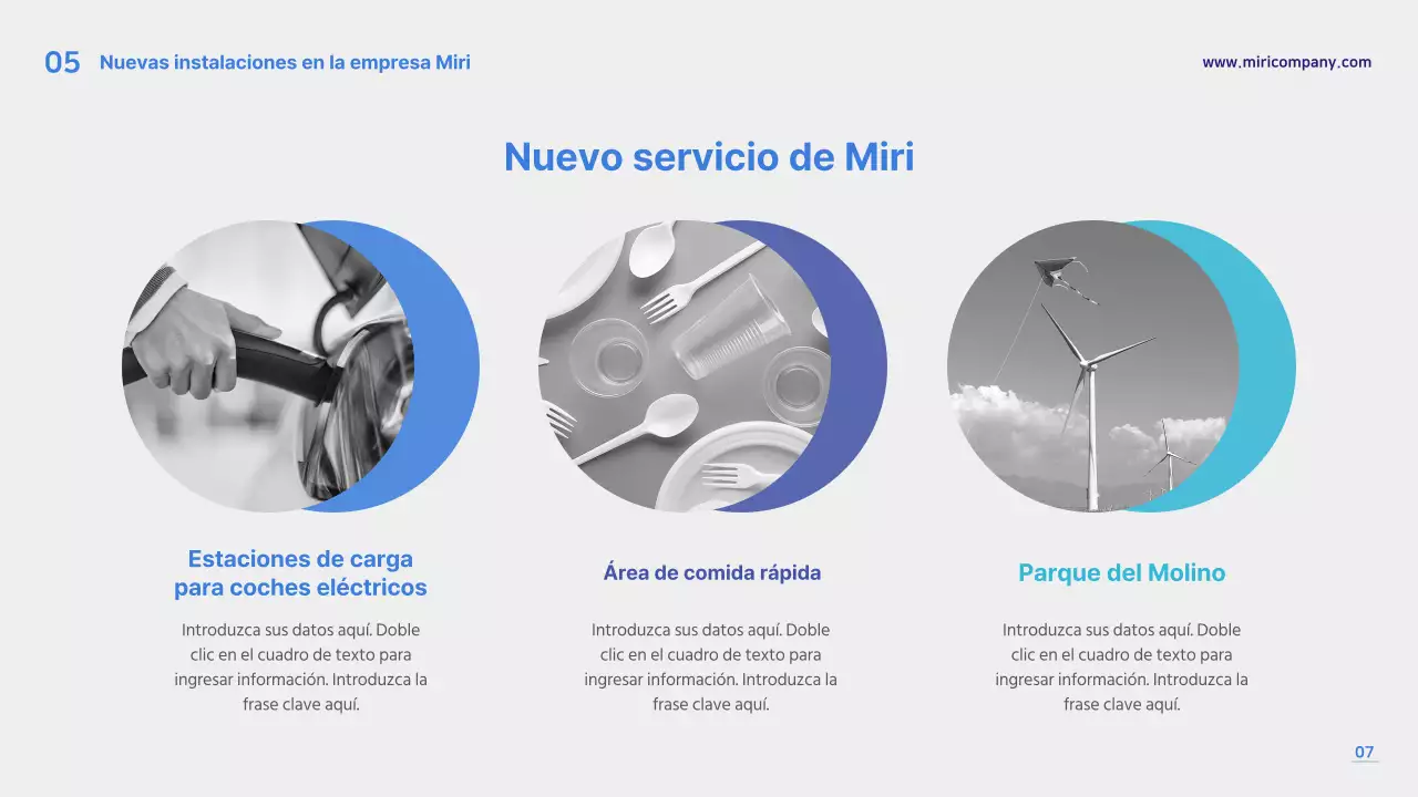 Plantilla de presentación azul y gris