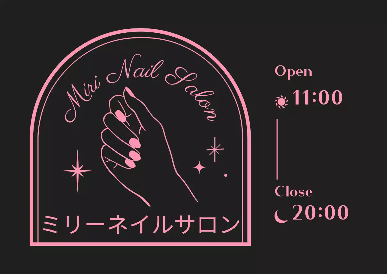 黒とピンクの感性的なフレームスタイルの美容室情報案内用