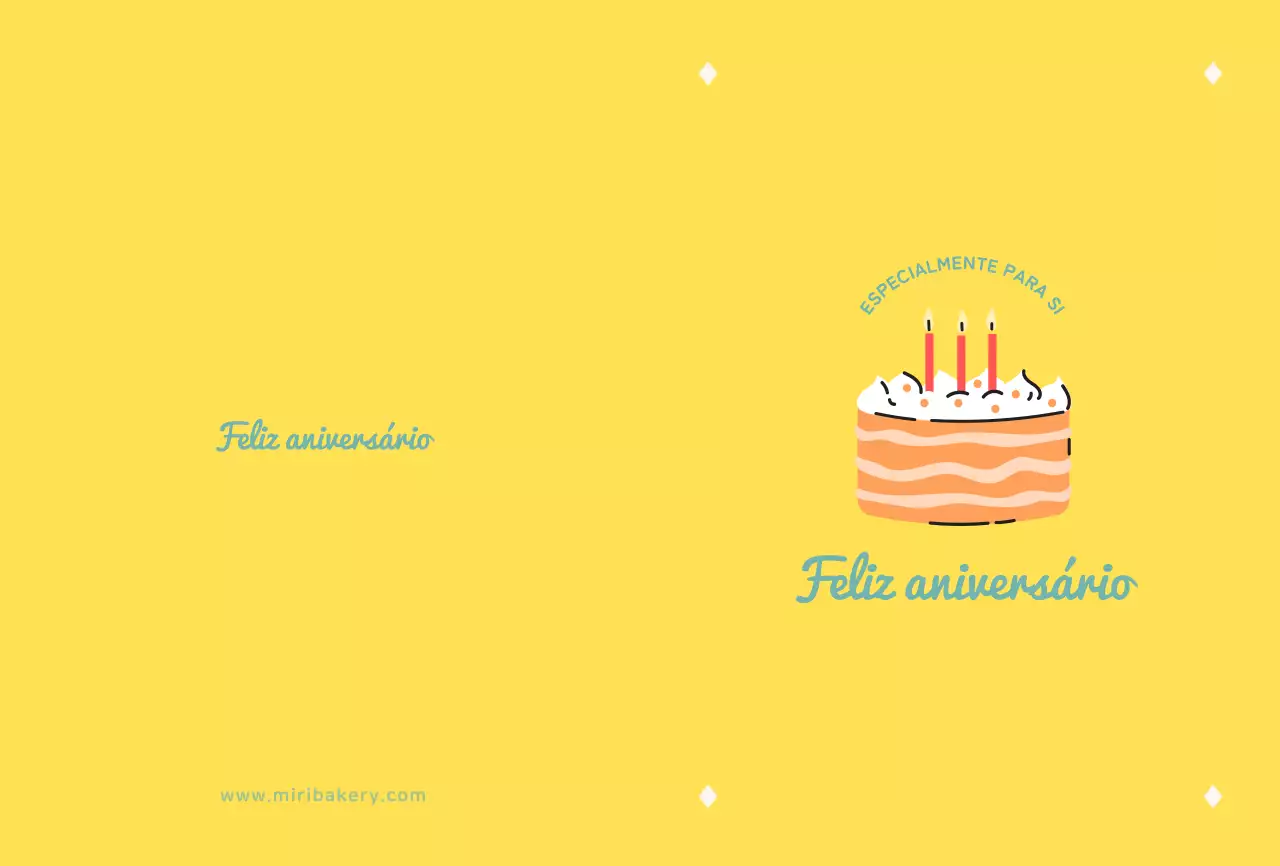 Bolo Ilustração Festa de aniversário em amarelo