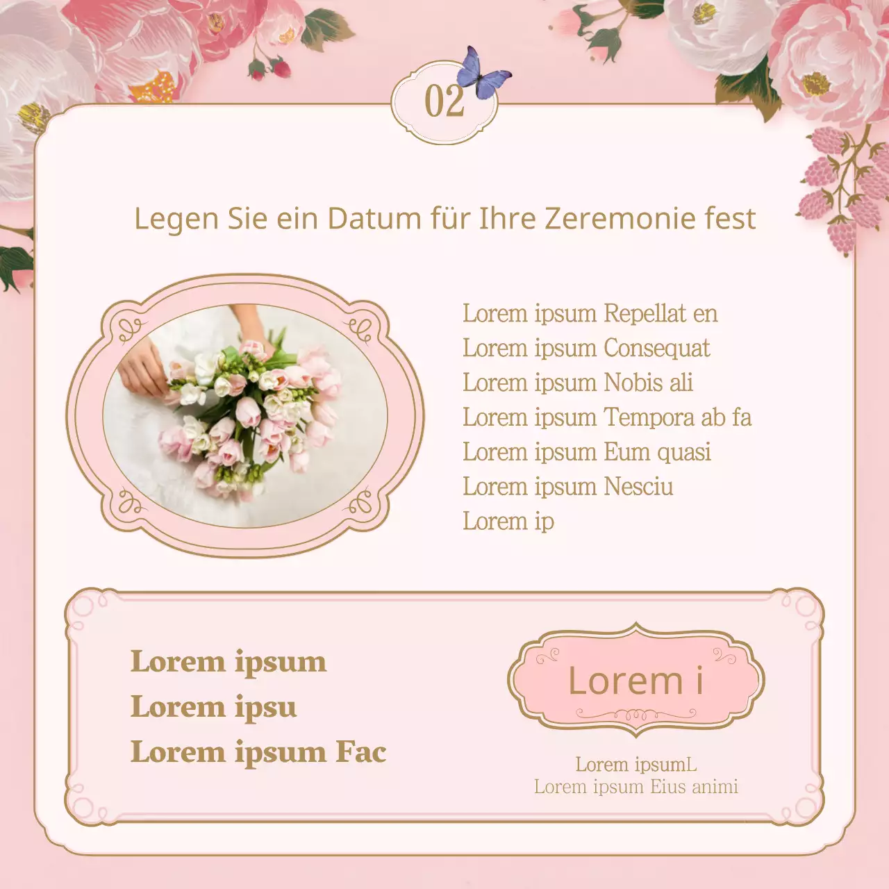 Eine Checkliste für die Hochzeitslocation mit rosa und beigen Frühlingsblumenillustrationen