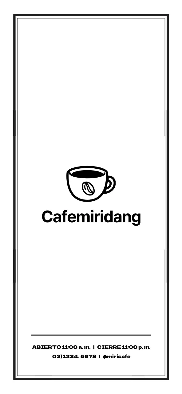 Cartelería de menú de cafetería de estilo sencillo y limpio en blanco y negro