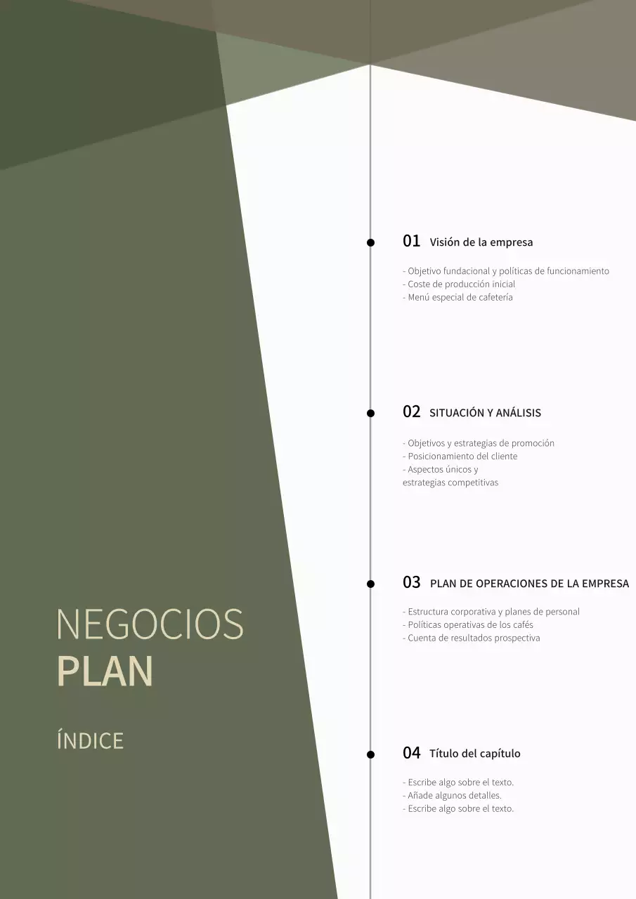 Plan de negocio de concepto diagonal simple en verde