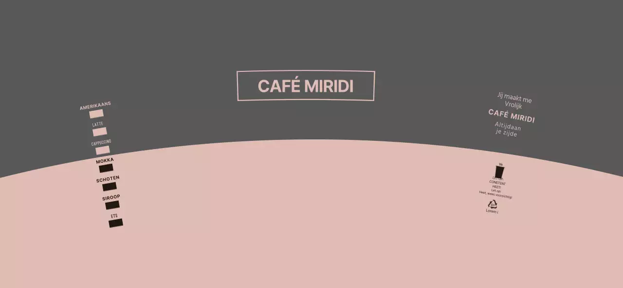 Strakke stijl logo in roze en donkergrijs voor een café