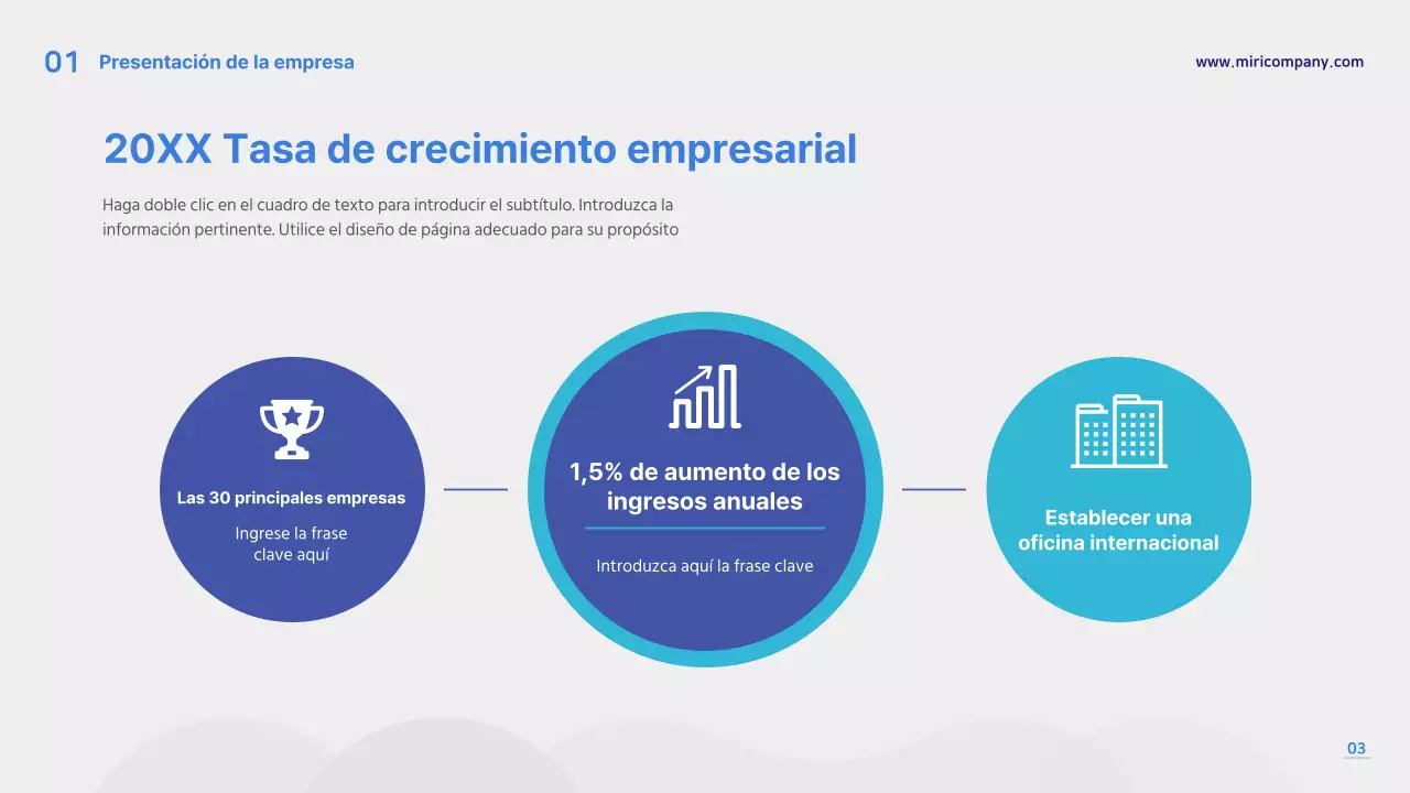 Plantilla de presentación azul y gris