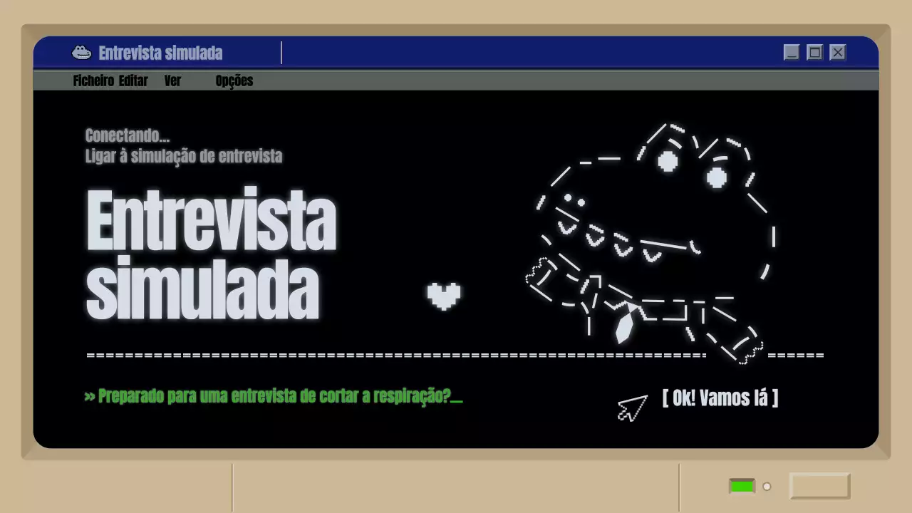 Simulação de entrevista de emprego com um conceito de jogo de lama preto e retro