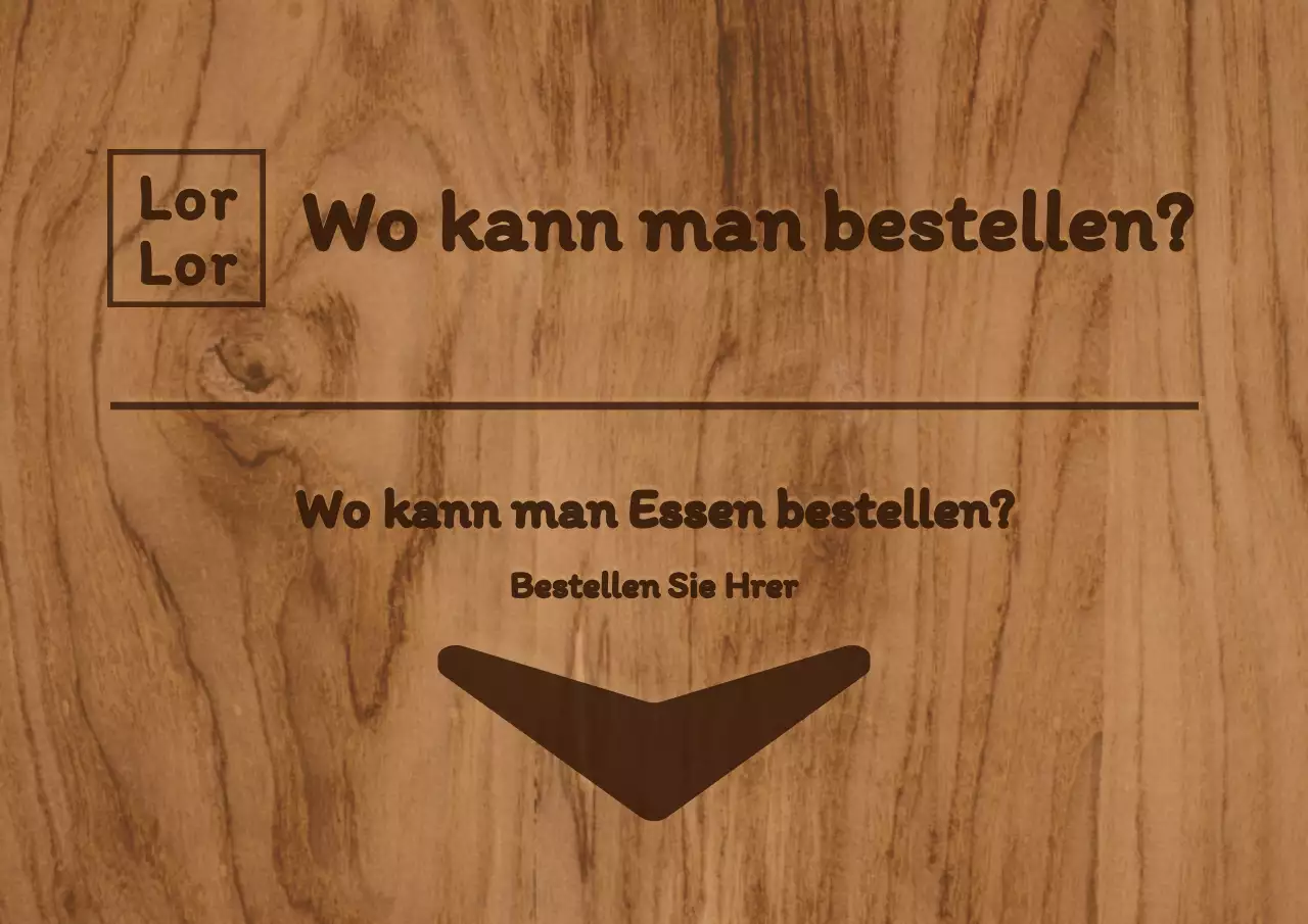 Innenbeschilderung in der Kantine mit bräunlichen Farben und einem einfachen Holzkonzept